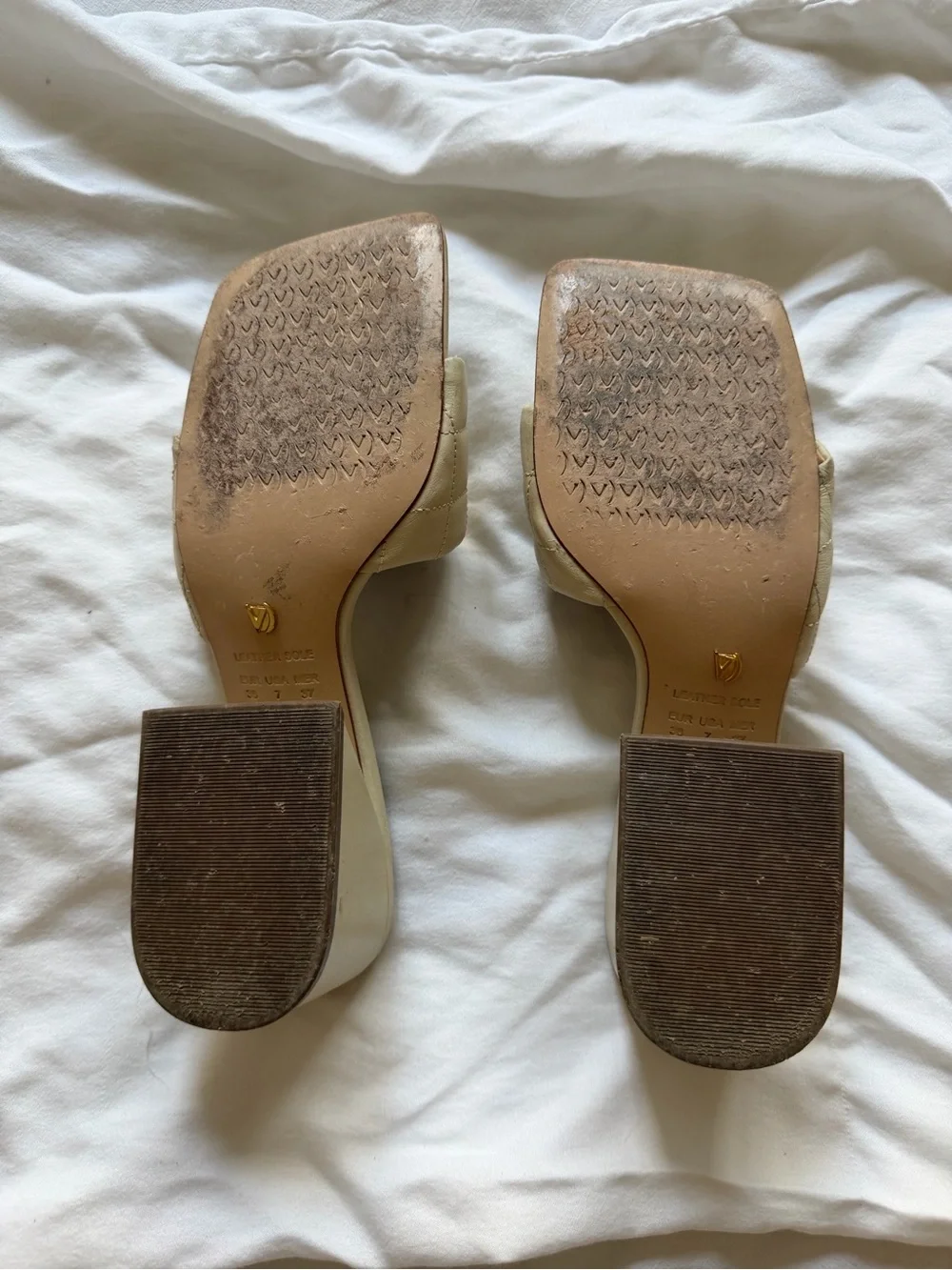 Vicenza from Free People Quilted Cream Square-Toe Mule
